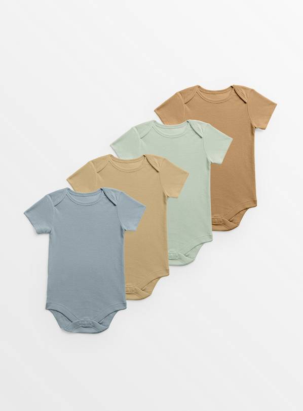 Muted Textured Bodysuits 4 Pack Up to 3 mths